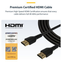 StarTech RHDMM1MP HDMI Kabel (2m, HDMI 2.0, 4k 60Hz, premium High Speed HDMI Kabel mit Ethernet, für Monitore oder TVs)