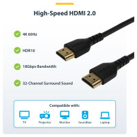 StarTech RHDMM1MP HDMI Kabel (1m, HDMI 2.0, 4k 60Hz, premium High Speed HDMI Kabel mit Ethernet, für Monitore oder TVs)