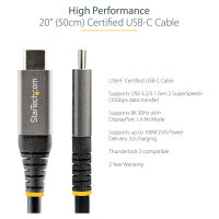 StarTech 50cm USB-C Kabel 10Gbit/s - USB-IF zertifiziertes USB-C Kabel - USB 3.1/3.2 Gen 2 Typ-C Kabel - 100W (5A)