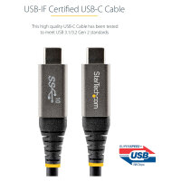 StarTech 1m USB-C Kabel 10Gbit/s - USB-IF zertifiziertes USB-C Kabel - USB 3.1/3.2 Gen 2 Typ-C Kabel - 100W (5A)
