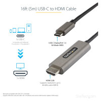 StarTech 5m USB-C auf HDMI Kabel 4K 60Hz mit HDR10 - Ultra HD USB-C auf Video Adapter Kabel - HDMI 2.0b Display Konverter