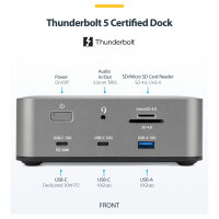 StarTech Thunderbolt 5 Dockingstation DP und HDMI 3-Monitor Dock bis 4K 144Hz oder Dual 8K 60Hz 5x USB-Ports 140W Laptop-Ladung