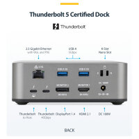 StarTech Thunderbolt 5 Dockingstation DP und HDMI 3-Monitor Dock bis 4K 144Hz oder Dual 8K 60Hz 5x USB-Ports 140W Laptop-Ladung