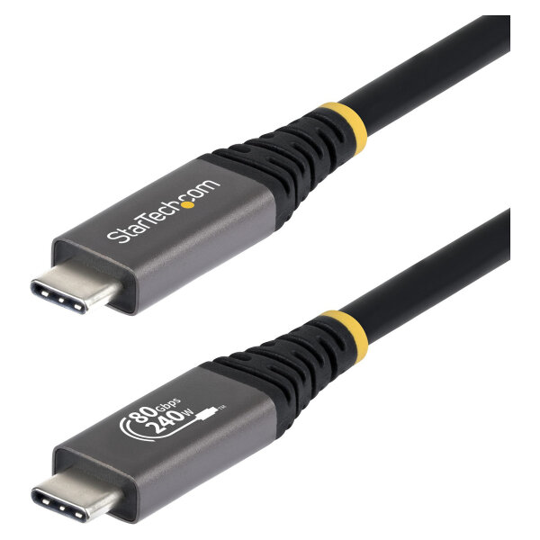 StarTech 1m USB4 Kabel 80Gbps USB-IF-zertifiziertes USB-C Ladekabel 240W 8K 120Hz-4K 240Hz DP2.1monitorkabel Thunderbolt 4