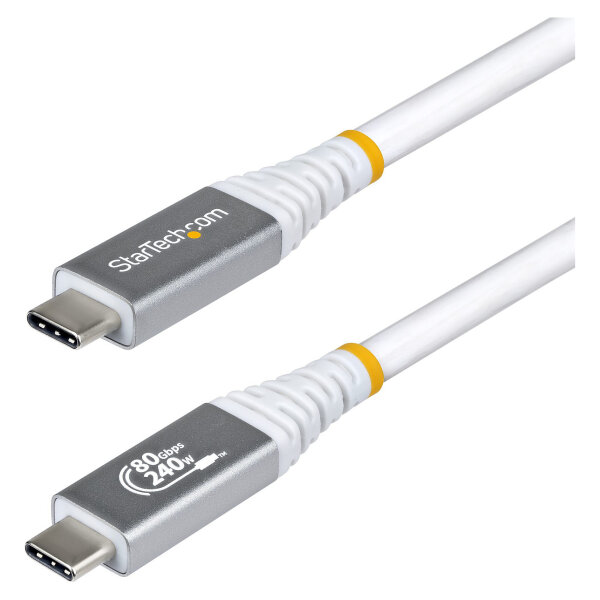 StarTech 1m USB4 Kabel 80Gbps USB-IF-zertifiziertes USB-C Ladekabel 240W 8K 120Hz-4K 240Hz DP2.1monitorkabel Thunderbolt 4 Weiss