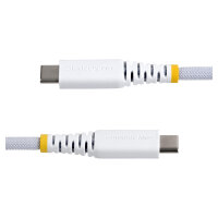 StarTech 3m Weisses USB-C Ladekabel 60W 3A PD Zweischichtige geflochtene Nylon-TPE-Hulle Robustes USBC Laptop-Handy Ladekabel