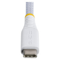 StarTech 3m Weisses USB-C Ladekabel 60W 3A PD Zweischichtige geflochtene Nylon-TPE-Hulle Robustes USBC Laptop-Handy Ladekabel