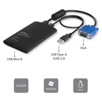 StarTech KVM Console to Laptop USB 2.0 Portable Crash Cart Adapter with File Transfer & Video Capture - Portable KVM Console