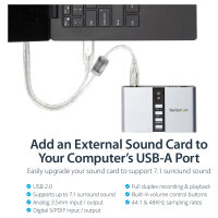 StarTech 7.1 USB Audio Adapter External Sound Card with SPDIF Digital Audio