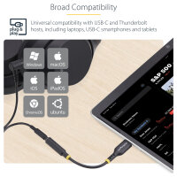 StarTech.com USB-C Audio Adapter to 3.5mm TRRS Jack, Headphone Aux Dongle