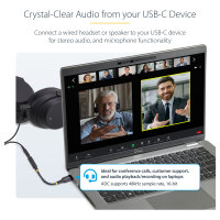 StarTech.com USB-C Audio Adapter to 3.5mm TRRS Jack, Headphone Aux Dongle