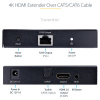 StarTech.com 4K HDMI Extender Over CAT5/CAT6 Cable, 4K 60Hz HDR Video Extender, Up to 230ft (70m)