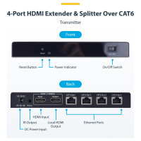 StarTech 4-Port HDMI Extender und Splitter uber CAT6 4K 60Hz bis 70m Lnge 1x4 HDMI uber Netzwerkkabel-LAN Kabel Verteilerkit