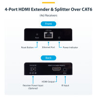 StarTech 4-Port HDMI Extender und Splitter uber CAT6 4K 60Hz bis 70m Lnge 1x4 HDMI uber Netzwerkkabel-LAN Kabel Verteilerkit