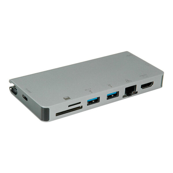 ROLINE USB Typ C Dockingstation, HDMI 4K, VGA, 2x USB 3.2 Gen 1, LAN, PD, Cardreader