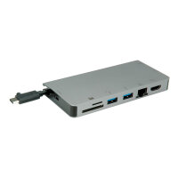 ROLINE USB Typ C Dockingstation, HDMI 4K, VGA, 2x USB 3.2 Gen 1, LAN, PD, Cardreader