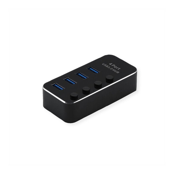 ROLINE USB 3.2 Gen 1 Notebook Hub, 4 Ports, einzeln schaltbar, schwarz
