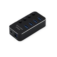 ROLINE USB 3.2 Gen 1 Notebook Hub, 4 Ports, einzeln schaltbar, schwarz
