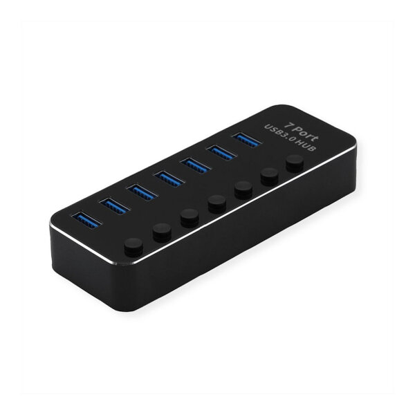 ROLINE USB 3.2 Gen 1 Notebook Hub, 7 Ports, einzeln schaltbar