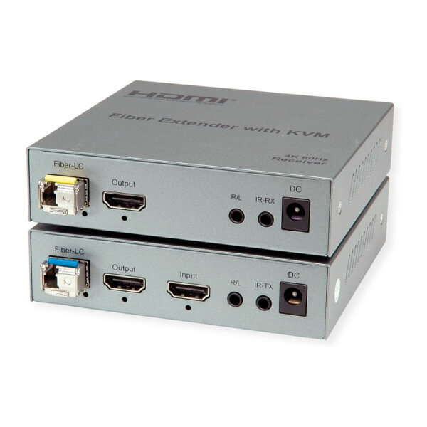 ROLINE KVM Verlngerung ber LWL, HDMI 4K, USB, 20 km