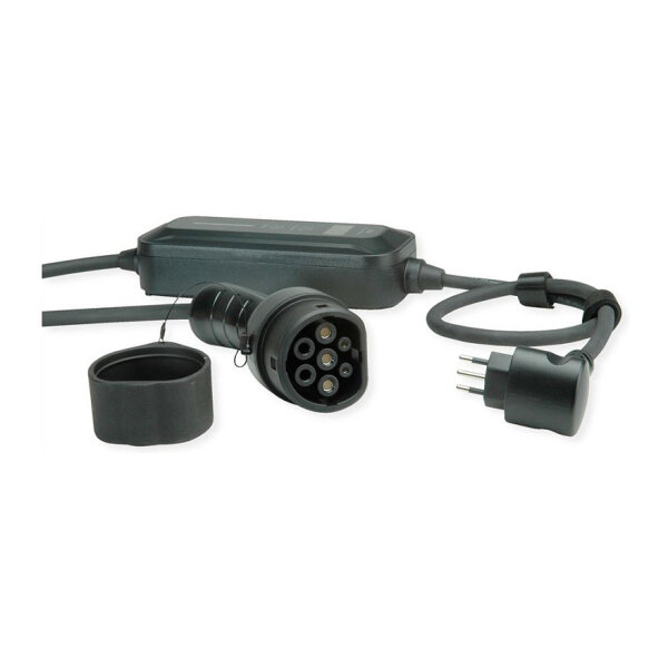 ROLINE Tragbares E-Auto Ladegert, CEI23-50 (IT, Typ-L) & Typ2 Stecker, 1-phasig, Mode 2, 16 A, 3,6 kW, 7,5 m