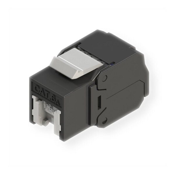 ROLINE Cat.6A (Class EA) Keystone, RJ-45, ungeschirmt, werkzeuglos, schwarz