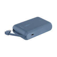 Belkin Powerbank mit integriertem USB-C Kabel, Blau,...