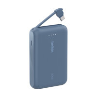 Belkin Powerbank mit integriertem USB-C Kabel, Blau,...
