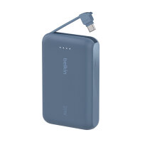 Belkin Powerbank mit integriertem USB-C Kabel, Blau, USB-C, 10.000 mAh