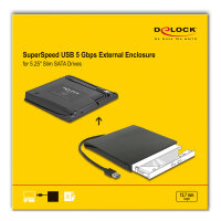 Externes Gehäuse für 5.25? Slim SATA Laufwerke 12,7 mm zu SuperSpeed USB 5 Gbps Typ-A Stecker