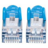 Patchkabel Cat6a-Stecker/Cat7-Rohkabel 0,25m blau