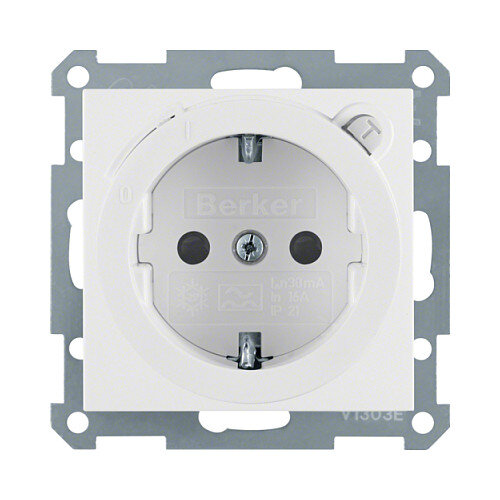 Berker 47088989 Fi- SCHUKO-Steckdose 30mA polarweiss glänzend S.1 B.3 B.7