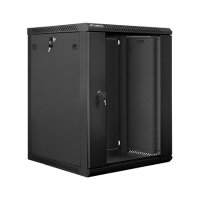 19" 15U 600x600 Wandgehäuse Glastür V2 (FlatPack) sw