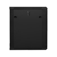 19" 15U 600x600 Wandgehäuse Glastür V2 (FlatPack) sw
