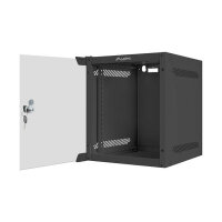 10" 6U 280x310 Wandgehäuse Glastür (FlatPack) sw