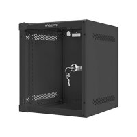 10" 6U 280x310 Wandgehäuse Glastür (FlatPack) sw