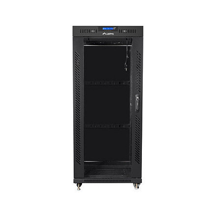19" 22U 800x800 freist. LCD Glastür (FlatPack) sw (Speditionsversand)