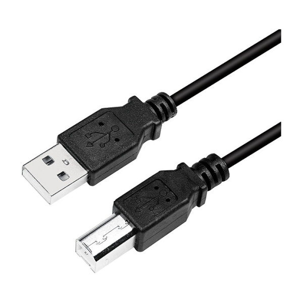 Logilink USB 2.0-Kabel, USB-A/M zu USB-B/M, schwarz, 2 m