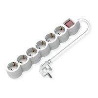 VALUE 6-fach Steckdosenleiste mit Schalter, runde Dosen,...