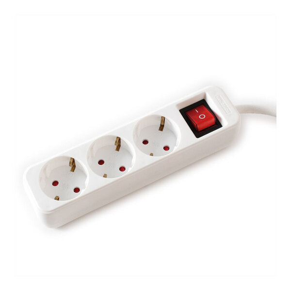 VALUE 3-fach Steckdosenleiste mit Schalter, wei, 1,5 m