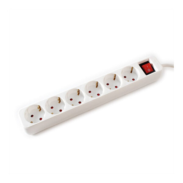 VALUE 6-fach Steckdosenleiste mit Schalter, wei, 10 m
