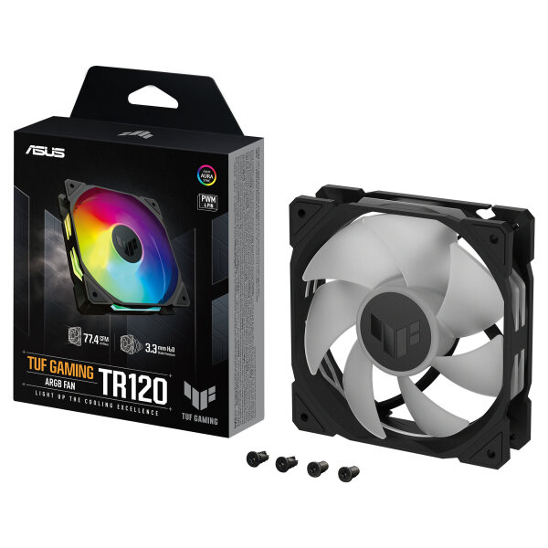 120mm ASUS TUF GAMING TR120 ARGB Gehäuselüfter schwarz, 120 mm, PWM