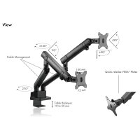ICYBOX Monitorständer, für 2x Monitore, bis zu 32" mit Tischhalterung