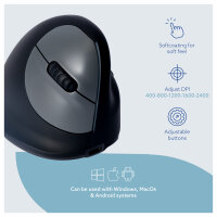 R-GO HE Maus - ergonomische Maus, Größe L, für Rechtshänder, vertikale Maus, 4 Tasten, kabellos