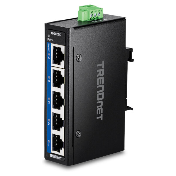 TRENDnet TI-GLC50 5-Port Gigabit Industrial DIN-Rail Mini