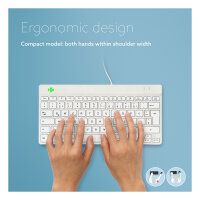 R-Go Compact Break ergonomische Tastatur QWERTZ (DE), verkabelt, weiß