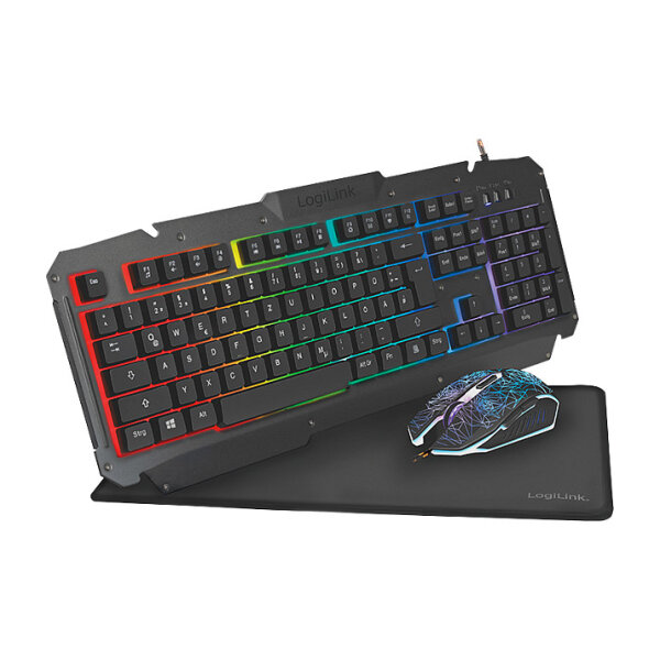 Logilink Gaming-Set aus Tastatur, Maus und Mauspad