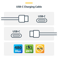 STARTECH.COM 3m USB-C Schnellladekabel USBC Kabel USB 2.0 Typ-C Laptop Ladekabel 60W Power Delivery USB-C auf USB-C Weiss