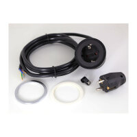 BACHMANN PIX 1x Schutzkontakt, mit Schutzkontakt und Zierringen in Wei, Schwarz und Edelstahloptik, 2 m