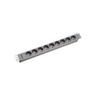 BACHMANN 19"-Steckdosenleiste ALU 1HE, 9-fach 35, grau, 2,0m, ohne Schalter